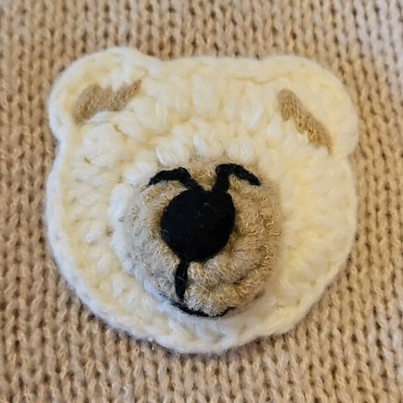 Chunky Teddy Bear Sweater Womens S Crochet Beige Cropped Cardigan Debut Animal - Picture 6 of 10